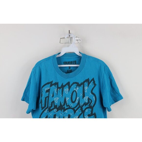 Vintage 90s Y2K Famous Stars and Straps Mens Small Distressed Spell Out T-Shirt - Picture 2 of 14